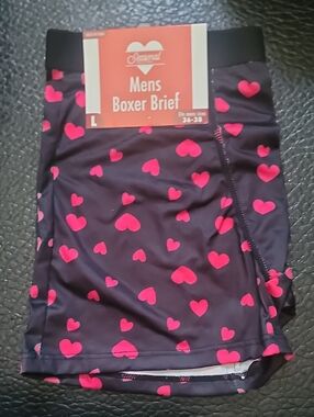 Valentine's Day Red and Black Pink Hearts Print Boxer Briefs